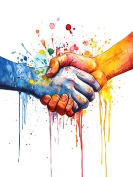 Watercolor Businesspeople Collaboration Handshake Hands Partnership Respect