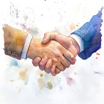 Watercolor Businesspeople Collaboration Handshake Hands Partnership Respect