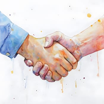 Watercolor Businesspeople Collaboration Handshake Hands Partnership Respect
