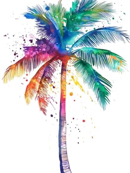 Watercolor Tropic Exotic Palm Tree Nature Beach Plants
