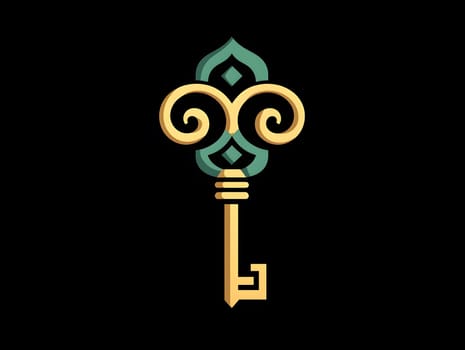 Luxery Antique Ancient Ornate Golden Key Icon