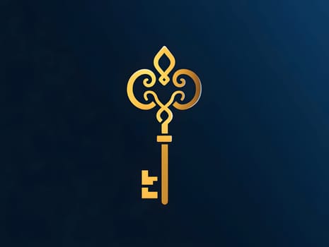 Luxery Antique Ancient Ornate Golden Key Icon