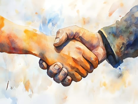 Watercolor Businesspeople Collaboration Handshake Hands Partnership Respect