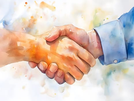 Watercolor Businesspeople Collaboration Handshake Hands Partnership Respect