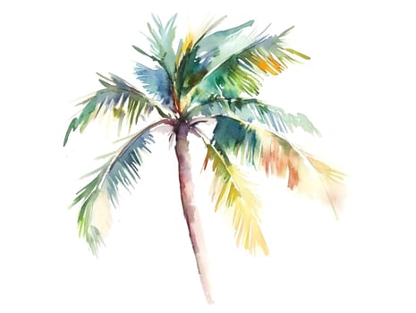 Watercolor Tropic Exotic Palm Tree Nature Beach Plants