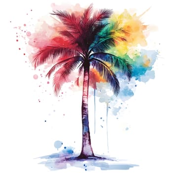 Watercolor Tropic Exotic Palm Tree Nature Beach Plants