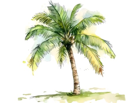 Watercolor Tropic Exotic Palm Tree Nature Beach Plants