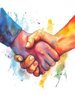 Watercolor Businesspeople Collaboration Handshake Hands Partnership Respect