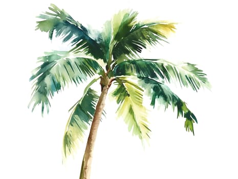 Watercolor Tropic Exotic Palm Tree Nature Beach Plants