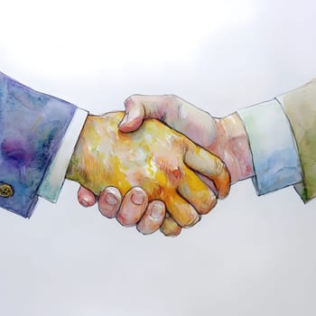 Watercolor Businesspeople Collaboration Handshake Hands Partnership Respect