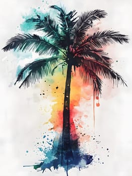 Watercolor Tropic Exotic Palm Tree Nature Beach Plants