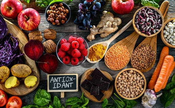 Foods rich in antioxidants. Healthy diet