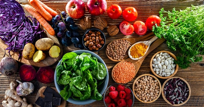 Foods rich in antioxidants. Healthy diet