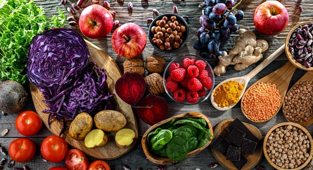 Foods rich in antioxidants. Healthy diet
