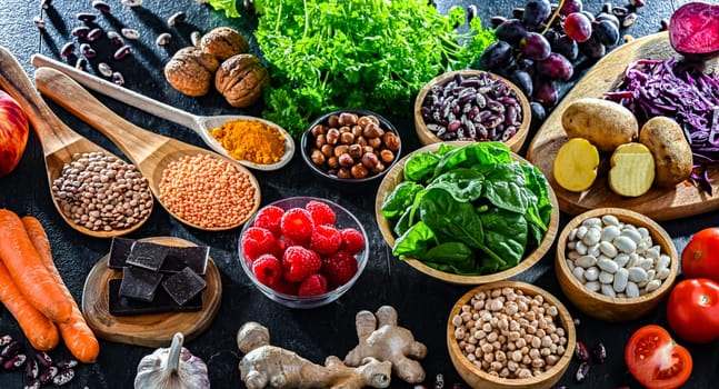 Foods rich in antioxidants. Healthy diet