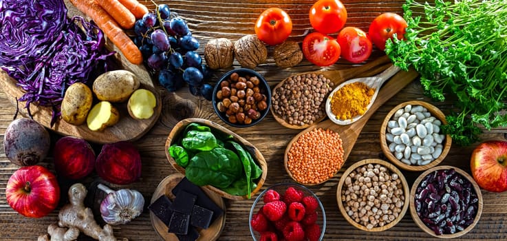 Foods rich in antioxidants. Healthy diet