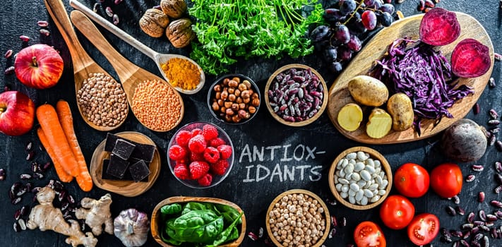 Foods rich in antioxidants. Healthy diet