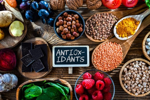Foods rich in antioxidants. Healthy diet