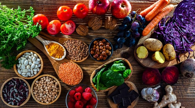 Foods rich in antioxidants. Healthy diet