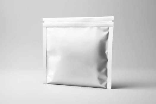white matte foil packaging mockup with copy space. Generative AI