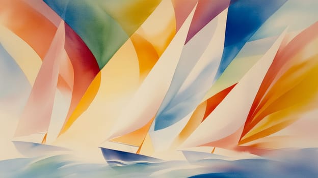 An illustration of several sailboats with colorful sails fluttering in the wind. The boats stand close to each other, creating a sense of competition and energy.