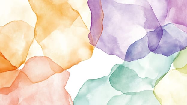 Watercolor abstract background in watercolor style, in soft shades of lavender, mint green and light yellow. pale blue with soft abstract watercolor brushstrokes