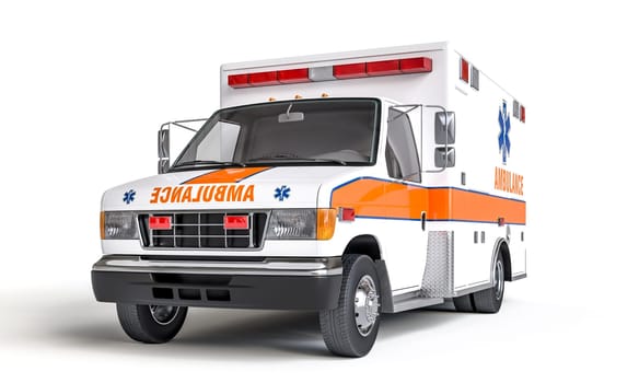 Modern american ambulance van  on transparent background 3d