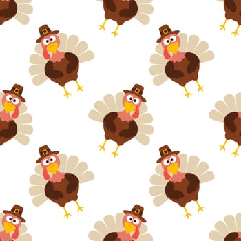 Festive Thanksgiving Day Seamless Pattern Template with Flat Style Cartoon Elements Illustration