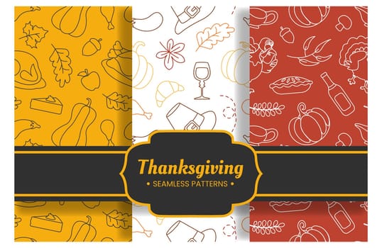 Festive Thanksgiving Day Seamless Pattern Template with Flat Style Cartoon Elements Illustration