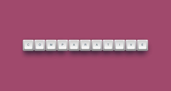 Comparative text on a 3d keyboard button with shadow, 3d illustration
