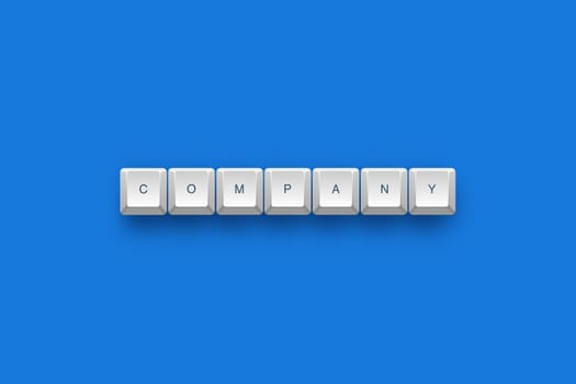 Company text on a 3d keyboard button with shadow, 3d illustration