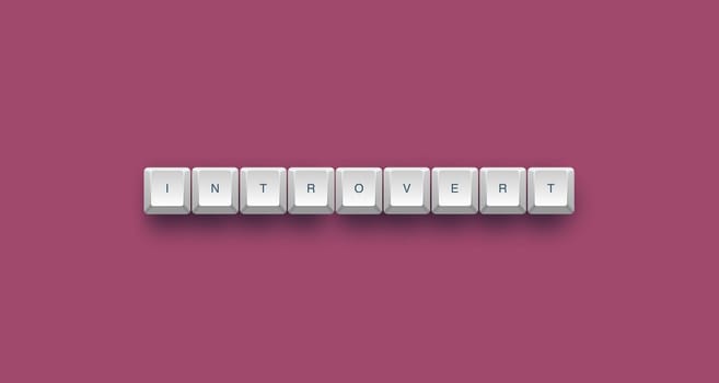 Introvert text on a 3d keyboard button with shadow, 3d illustration