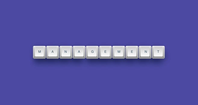 Management text on a 3d keyboard button with shadow, 3d illustration