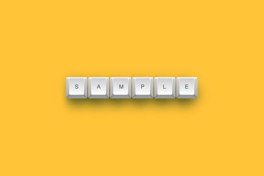Sample text on a 3d keyboard button with shadow, 3d illustration