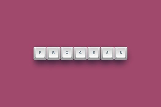 Process text on a 3d keyboard button with shadow, 3d illustration