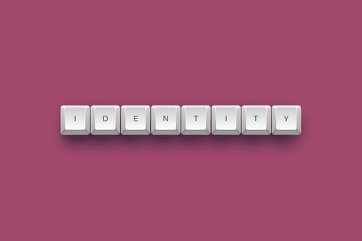 identity text on a 3d keyboard button with shadow, 3d illustration