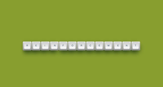 reinforcement text on a 3d keyboard button with shadow, 3d illustration