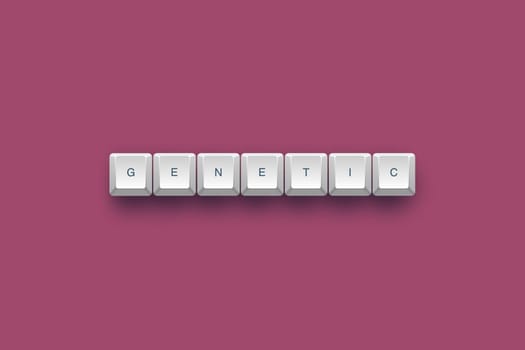 Genetic text on a 3d keyboard button with shadow, 3d illustration