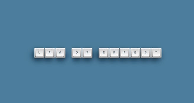 Law of effect text on a 3d keyboard button with shadow, 3d illustration