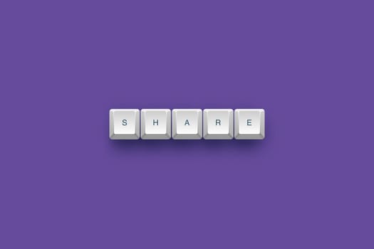 Share text on a 3d keyboard button with shadow, 3d Illustration