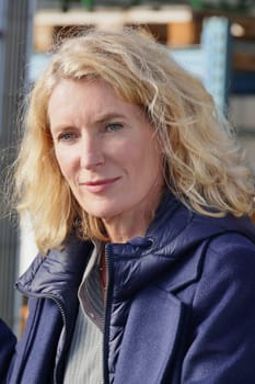 Maria Furtwängler,photo session on the set of the new TATORT crime thriller "Königin"" with Inspector Lindholm at the gas station at the volunteer fire department,Jork,22.10.2024"