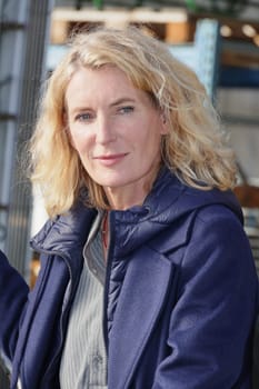 Maria Furtwängler,photo session on the set of the new TATORT crime thriller "Königin"" with Inspector Lindholm at the gas station at the volunteer fire department,Jork,22.10.2024"