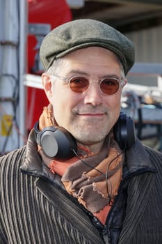 Johannes Naber,photo session on the set of the new TATORT crime thriller "Königin"" with Inspector Lindholm at the gas station at the volunteer fire department,Jork,22.10.2024"