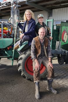 Maria Furtwängler,Lina Wendel,Tim Porath,photo session on the set of the new TATORT crime thriller "Königin"" with Inspector Lindholm at the gas station at the volunteer fire department,Jork,22.10.2024"