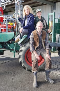 Maria Furtwängler,Lina Wendel,Tim Porath,photo session on the set of the new TATORT crime thriller "Königin"" with Inspector Lindholm at the gas station at the volunteer fire department,Jork,22.10.2024"