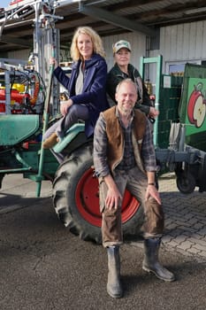 Maria Furtwängler,Lina Wendel,Tim Porath,photo session on the set of the new TATORT crime thriller "Königin"" with Inspector Lindholm at the gas station at the volunteer fire department,Jork,22.10.2024"