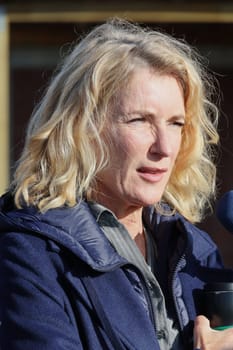 Maria Furtwängler,photo session on the set of the new TATORT crime thriller "Königin"" with Inspector Lindholm at the gas station at the volunteer fire department,Jork,22.10.2024"