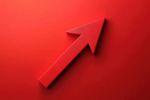 A striking red downward arrow is set against a clean, minimalist red background, illustrating a clear and impactful representation of decline or reduction in a contemporary design style.