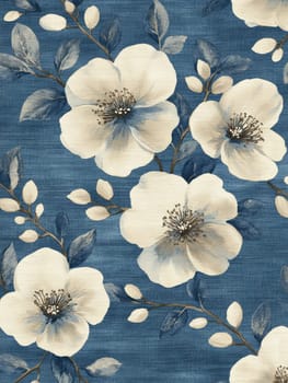 large flowers and small branches printed on top, inspired by abstract expressionist art. AI generative.