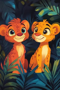 Illustration for children, savannah animals. AI generative.